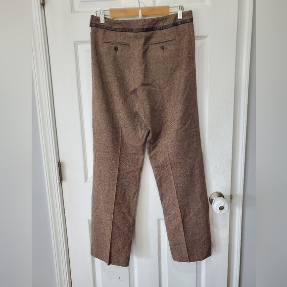 Pendleton Women’s Brown 100% Virgin Wool Pleated Pants 100% Leather Trim Size:10 - Picture 3 of 13